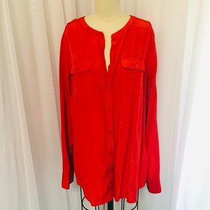 Merona Red Long Sleeve Buttoned Top